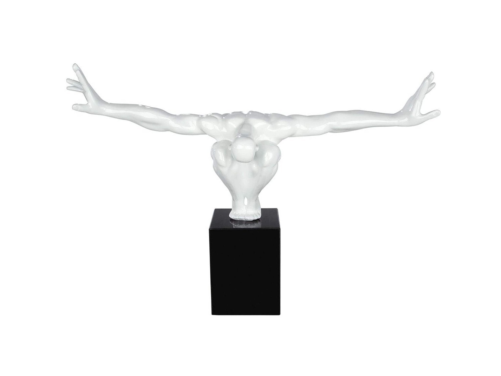 Wit Athleet beeld op marmer voetstuk | Cliffhanger | H. 45 cm