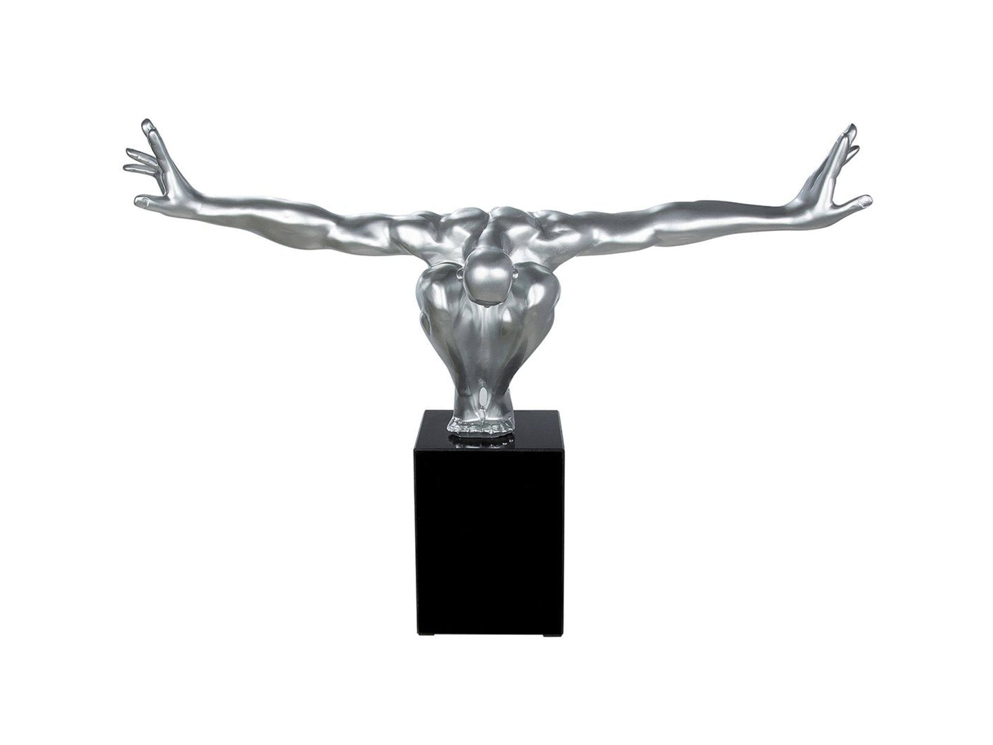 Zilveren Athleet beeld op marmer voetstuk | Cliffhanger | H. 45 cm