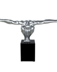 Zilveren Athleet beeld op marmer voetstuk | Cliffhanger | H. 45 cm