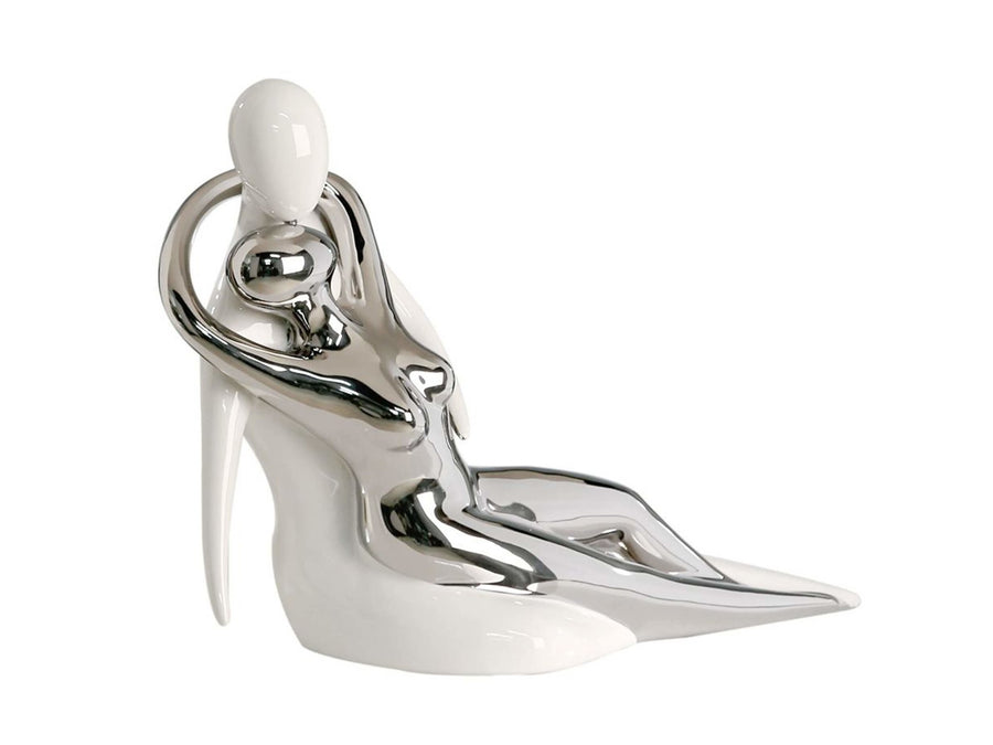 Sculpture "Dreaming" white / silver | H. 21 cm