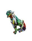 Kleurrijk jachtluipaard beeldje gemaakt van Polyresin, 20 cm hoog