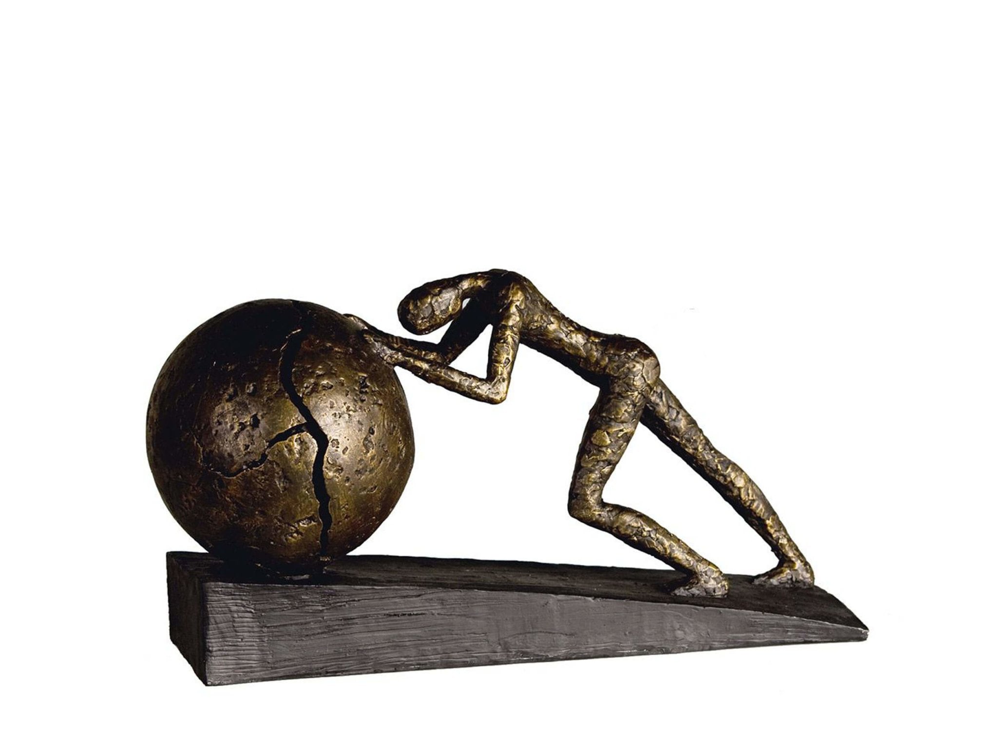Sisyphus sculptuur - Brons | Heavy Ball | H. 21,5 cm