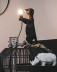 Meerkatlamp - Charmante zwarte tafellamp