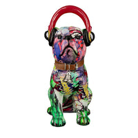 Bulldog met koptelefoon beeld - Graffiti | Street Art | H. 30 cm