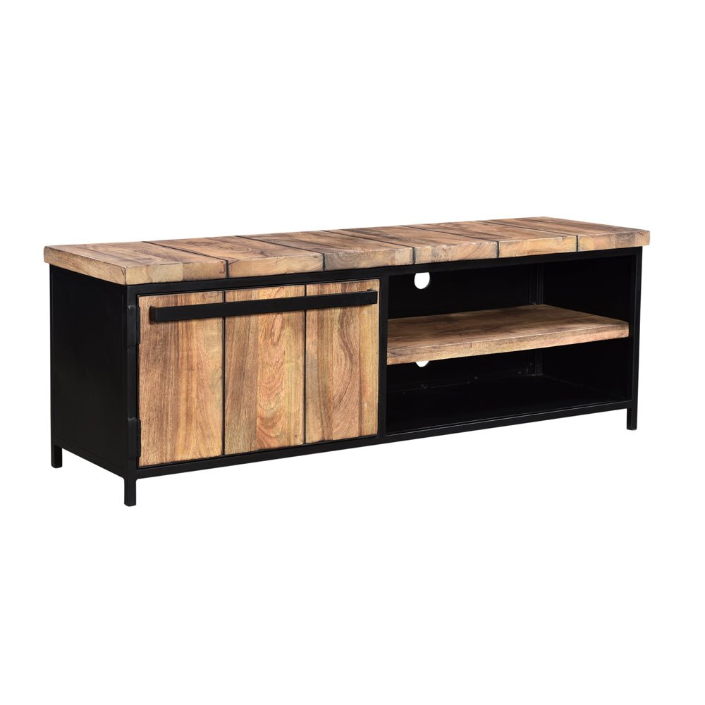 TV meubel met Mangohout en staal | 140x40x50 cm | Barn collectie