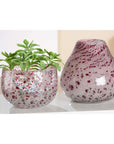 Handgemaakte glaskunst vazen combinatie in wit en magenta