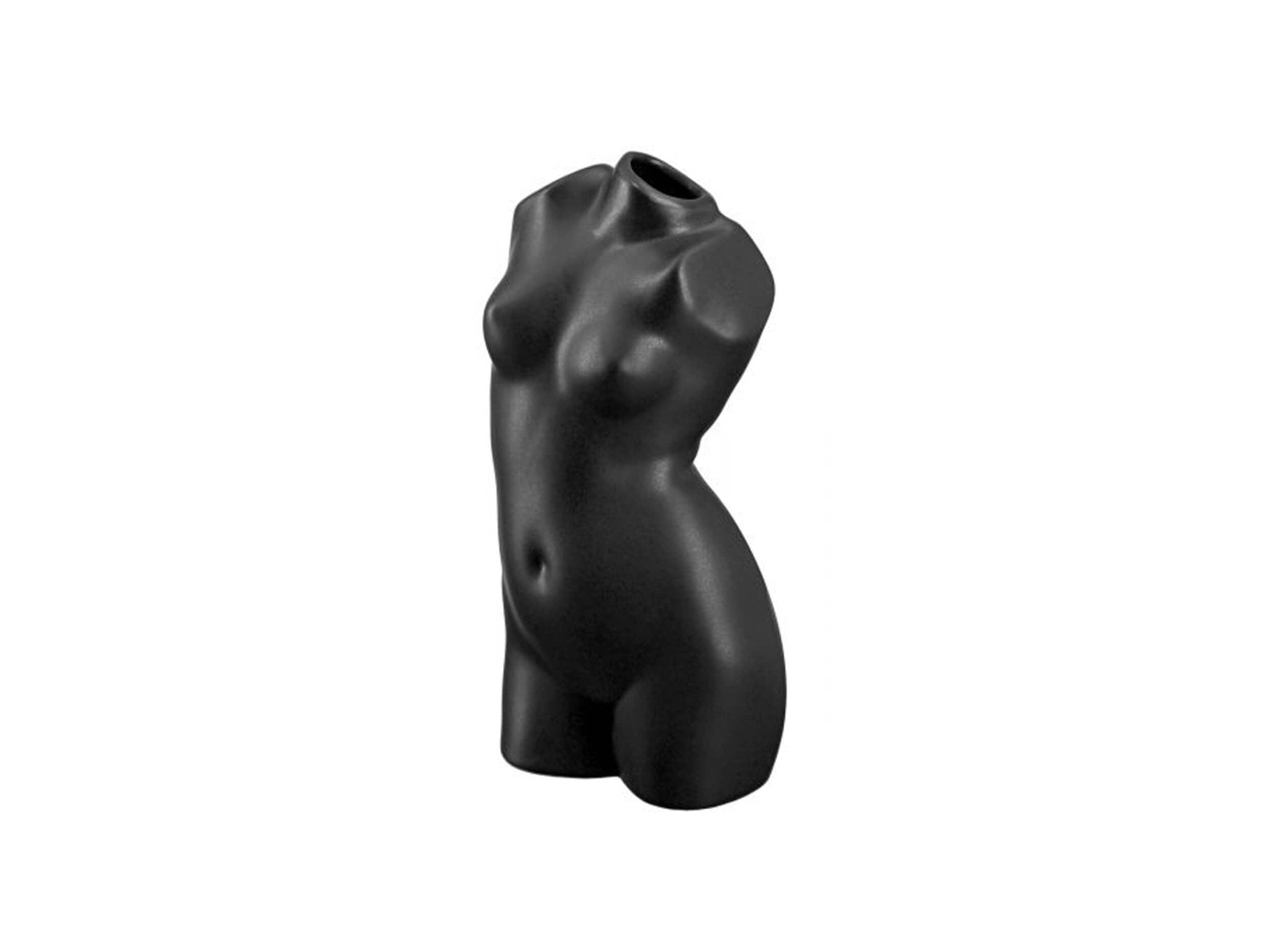 Vrouwen torso body art vaas in zwart | Black lady | H. 21 cm