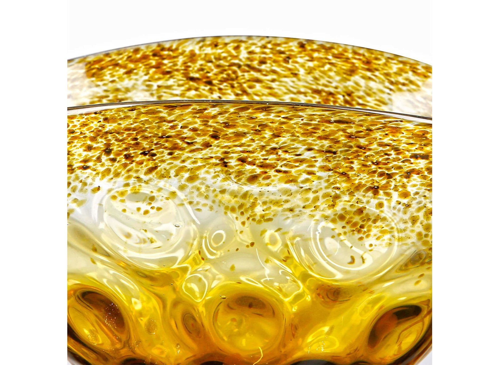 Gevlekte detail in bruin en geel van de glass art colmena vaas
