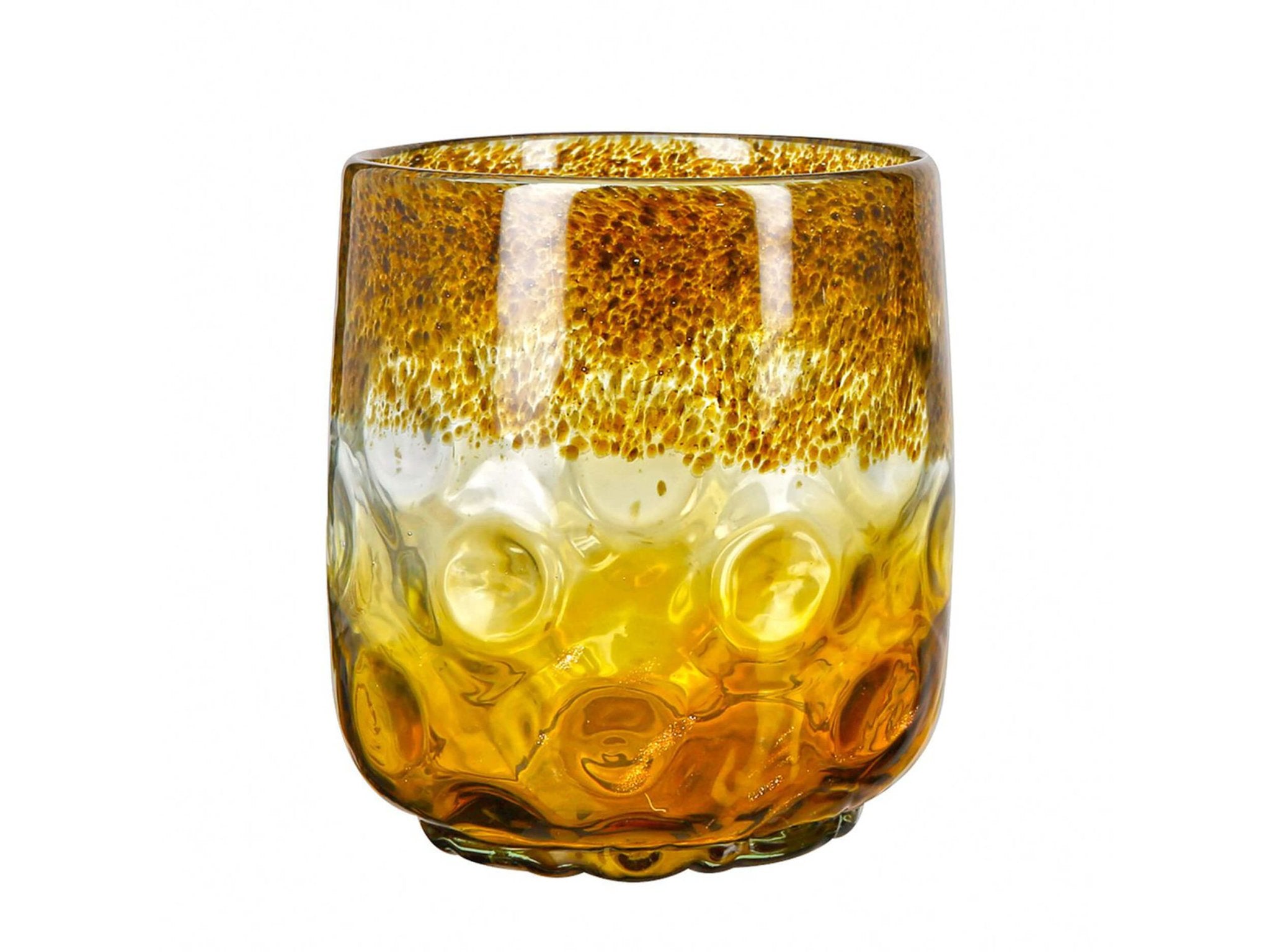 Glass Art Vaas - Bruin/Geel | Colmena | H. 18,5 cm