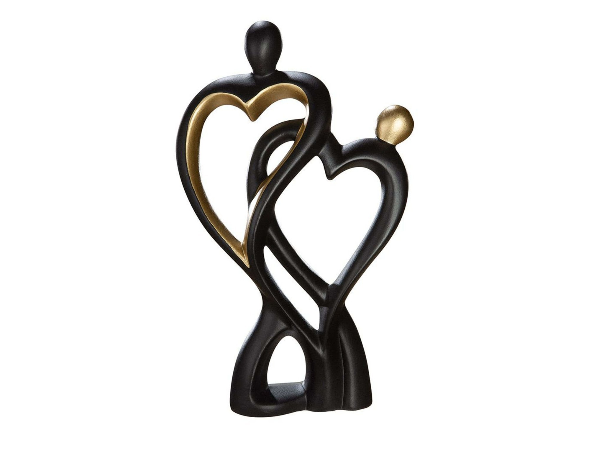 Verbonden harten beeld in zwart en goud | Heart Binding | H. 28 cm