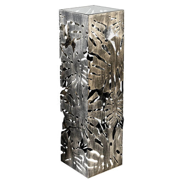 Vierkante kolom met bladmotief in metaal | Flora | H. 100 cm
