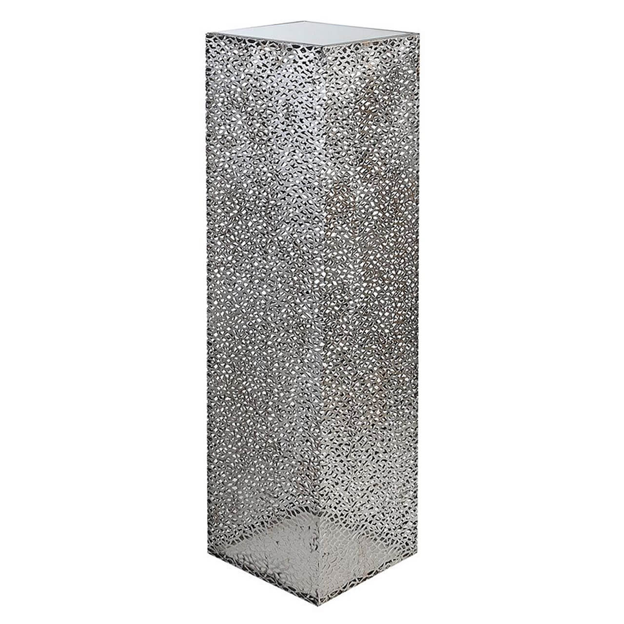 Vierkante zuil in silverkleurig metaal | Purley | H. 100 cm