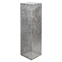 Vierkante zuil in silverkleurig metaal | Purley | H. 100 cm