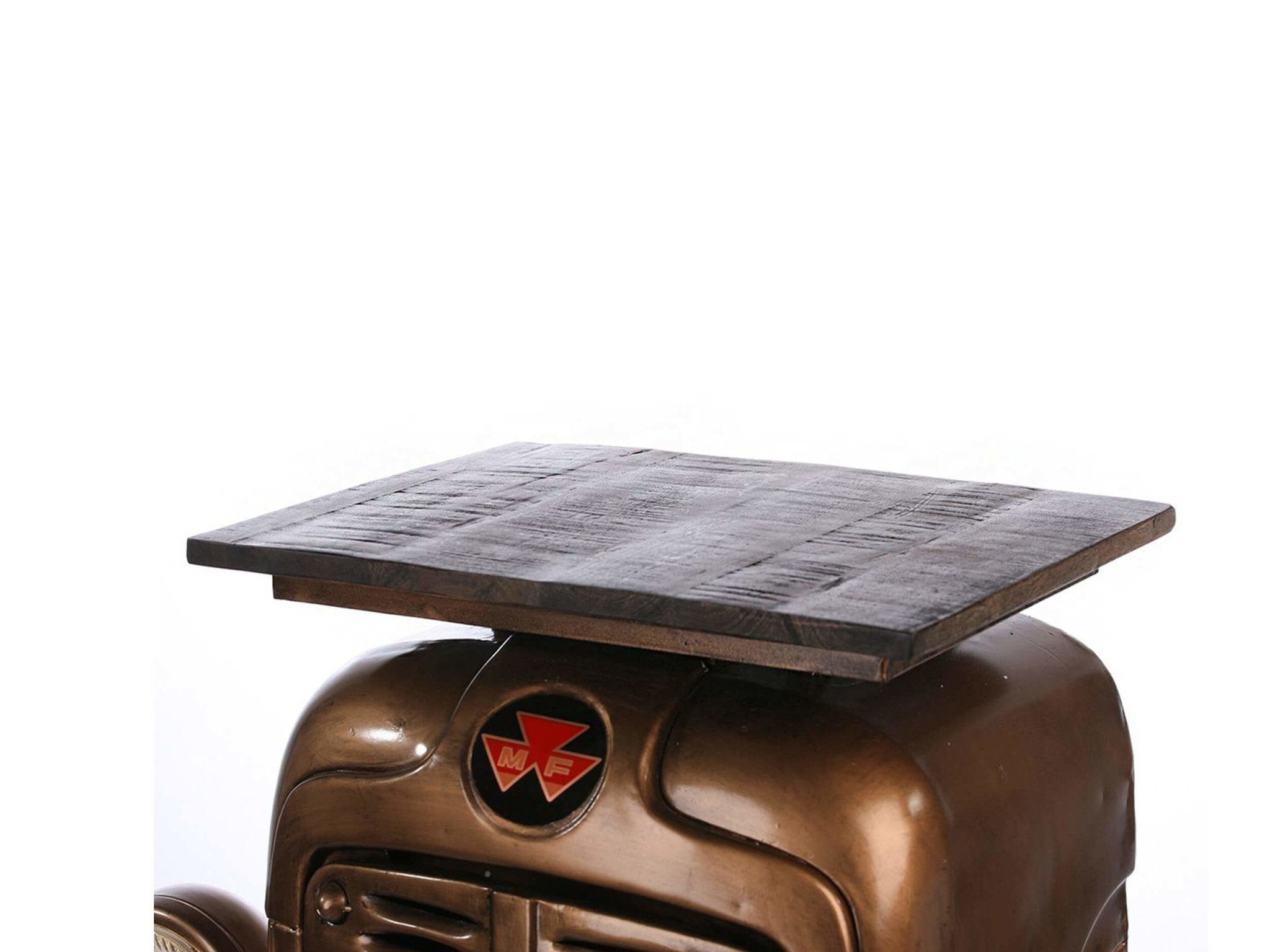 Table de bar vintage avec meuble de rangement - Marron | Tracteur | H. 100 cm