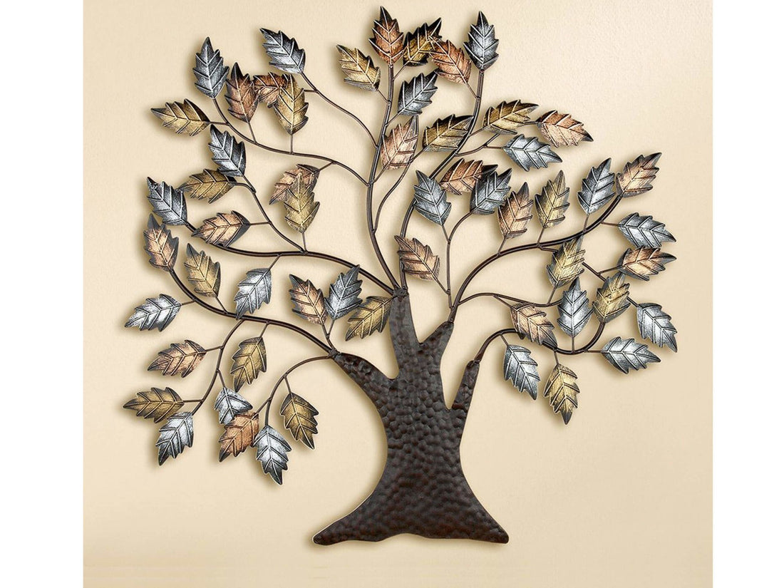 Wapenstilstand Zelfgenoegzaamheid verpleegster Wanddecoratie boom met bladeren goud/zilver | Esentimo