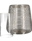 Zilver metaaldraad windlicht met bijhorende glazen koker
