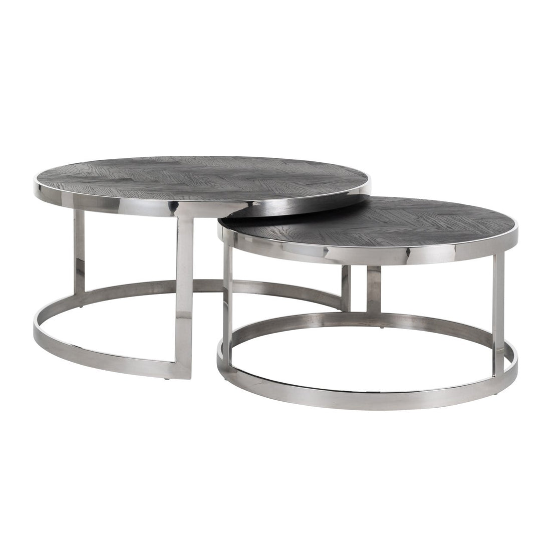 Zilveren salontafel set met zwarte eik | 2-Delig