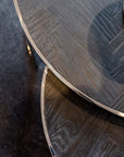 Zilveren salontafels met zwart eiken tafelblad