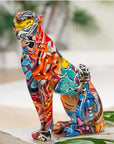 Modern jachtluipaard sculptuur in street art motief