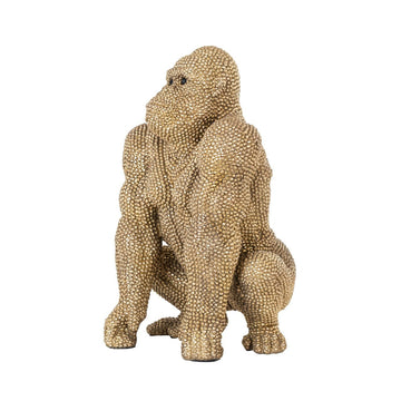 Zittende gorilla beeld in goud | H. 45 cm