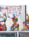 Vrouwen polyresing figuren in street art motieven