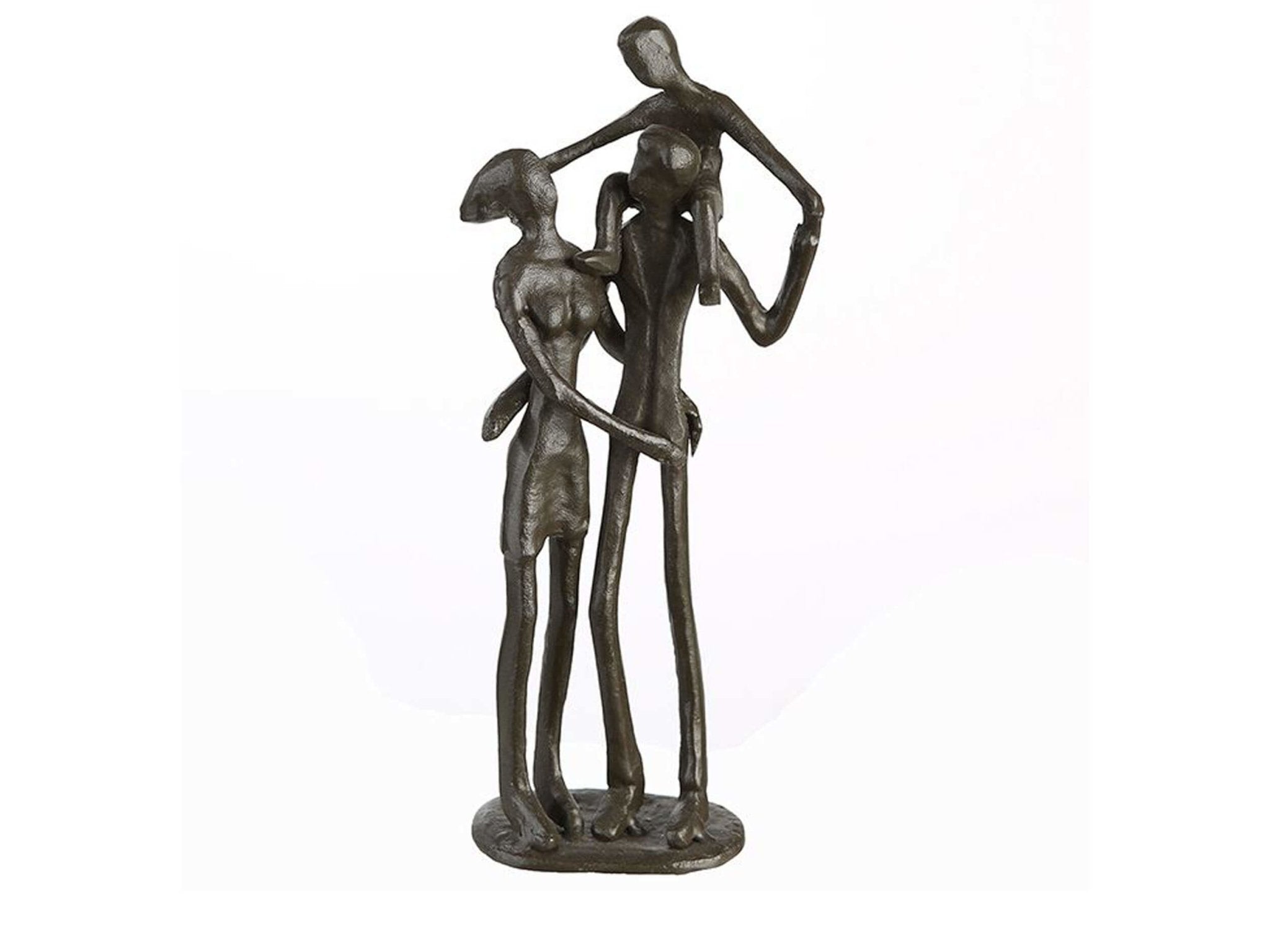 Black design sculpture of parents with child | Parents | H. 21 cm