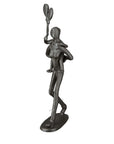 Black metal figurine mother with child and balloon | H. 23 cm