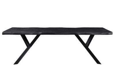 Zwarte massief houten eettafel met Y onderstel 160 x 90 cm - Boomstamtafels kopen